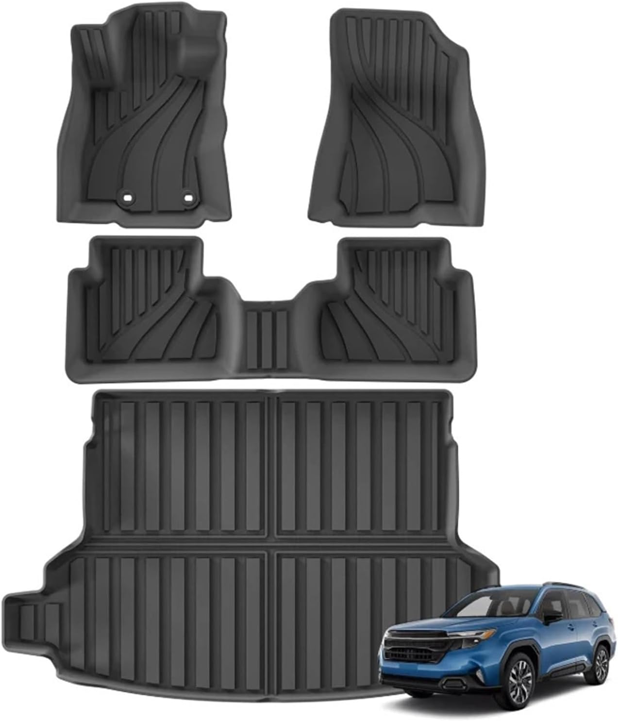 for Subaru Forester Fuel 2025 TPE 3D Car Floor Mats Cargo Liner Trunk Pad All Weather Black Left Rudder(3PCS)
