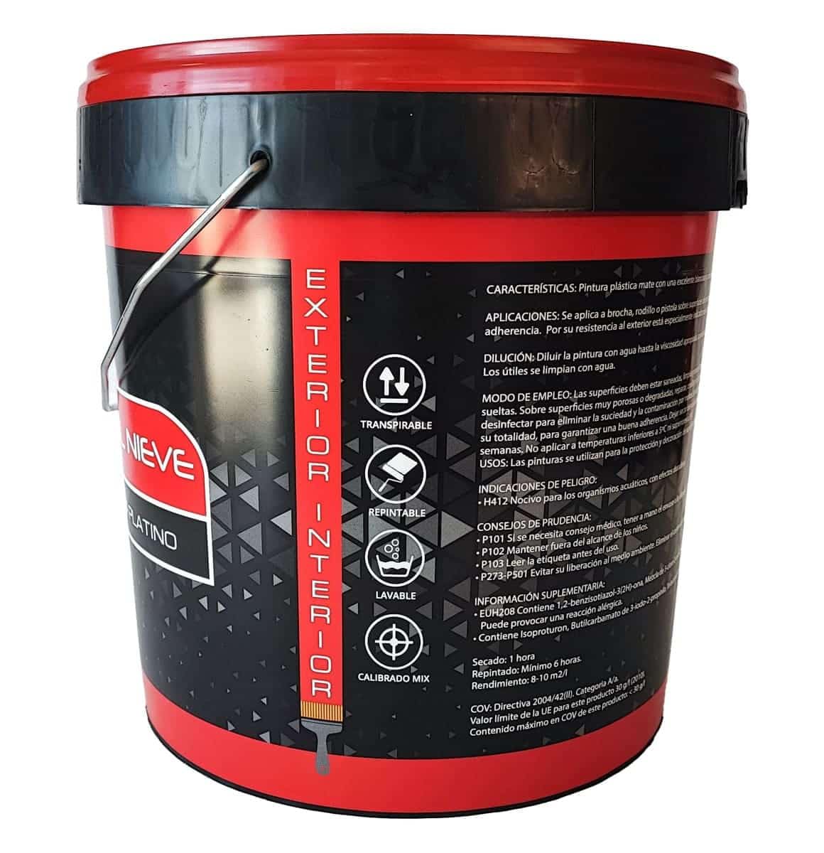 Pintura blanca de Interior - Exterior plástica Platino ACRIL NIEVE Blanco.14 L.