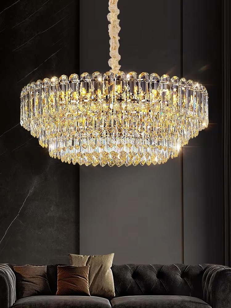 MESOVFCA LED Luxury Crystal Chandelier Hall Living Dining Table Restaurant Bedroom Indoor Lighting Fixture Modern Pendant Light,for Various Spaces