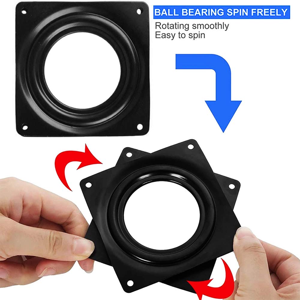 4 Pcs Piastra Cuscinetti Girevole 360 Gradi Piastra Girevole Lazy Susan Piastra Cuscinetto Rotante 3 Pollice Piastra con Cuscinetto Rotante per TV Tavolo,Forno,Sgabelli(Nero)