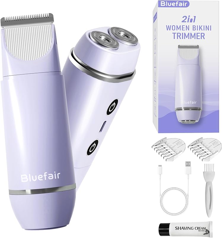 Aparador elétrico 2 em 1 bluefair para corpo e rosto, sem fio, roxo