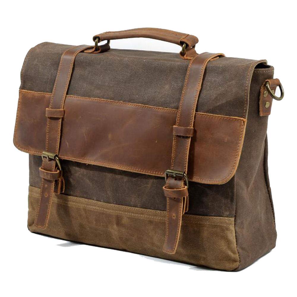 レザー ビジネスバッグ ブラウン Amazon.co.jp: キャンバスブリーフケース、メンズ防水オイル