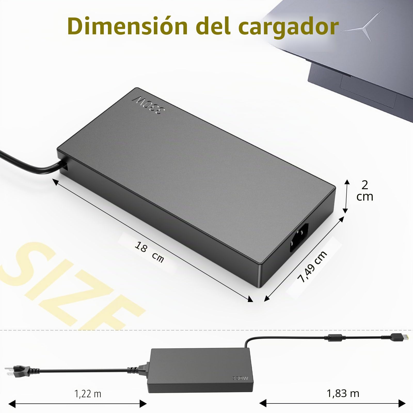 Cargador delgado de 330 W, 20 V, 16,5 A, para Lenovo Legion Pro 9 7 7i 5i 5 RTX 4060 4070 4080 4090 Y900 Y700 GX21M50608 ADL330SDC3A Cable adaptador de alimentación de CA