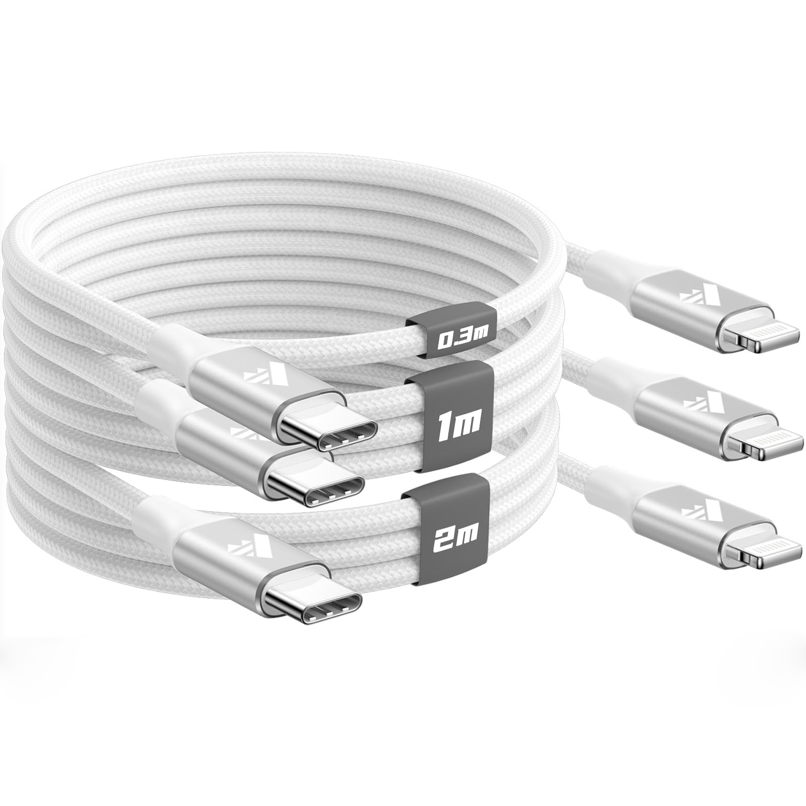 Aioneus iPhone 充電ケーブル タイプC 0.3m 1m 2m USB C ライトニングケーブル Type C Lightningケーブル iPhone 充電器コード Lightning USB Cケーブル ナイロン編み iPhone 14 13 12 11 Pro Max Plus 8 7 6 SE