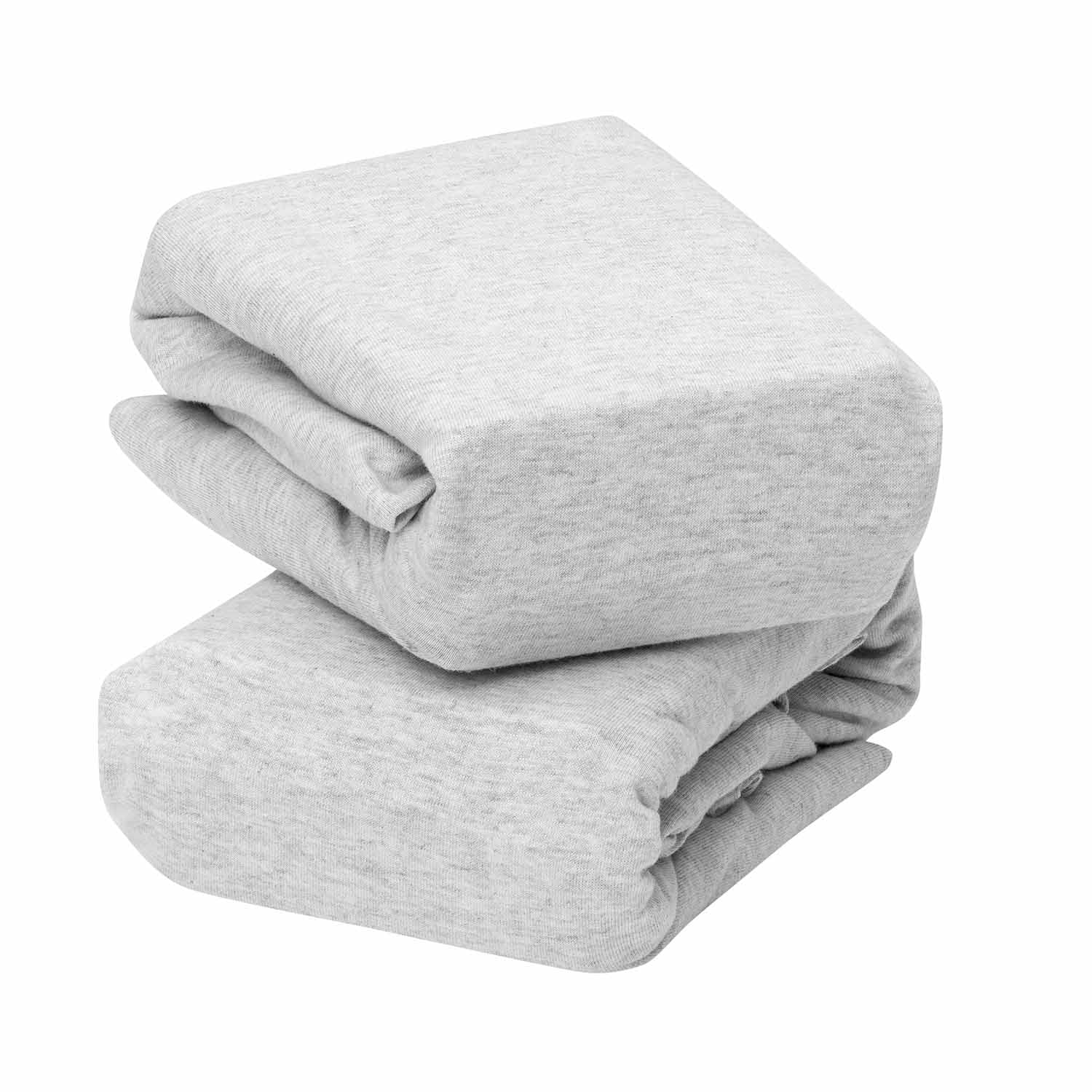 Jersey Cotton Fitted Sheets Moses&Pram 33 x 72 x 9 cm - Melange Grey (2Pk)