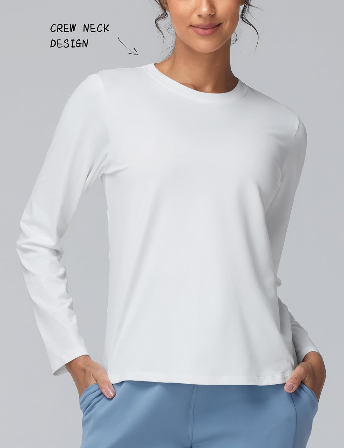 THE GYM PEOPLE Women's Long Sleeve Soft Workout Shirts Basic Crewneck UPF 50+ Sun Lightweight Fall Athletic Running Tops - Image 6