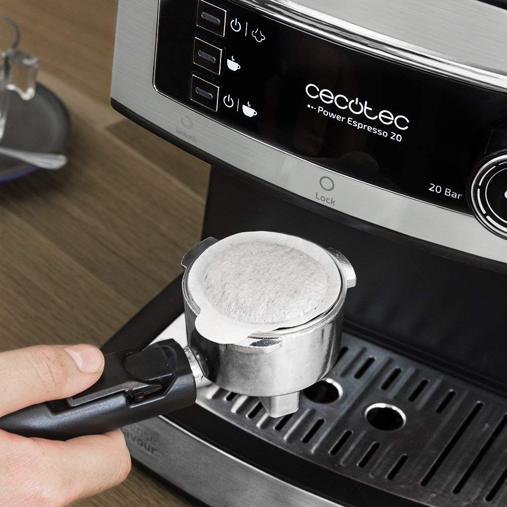 Cecotec Machine à café Express Power Espresso 20 Barista Pro. 2 Thermoblocks, 20Bars, Manomètre, Mode Auto pour 1 et 2 Café(s), Buse vapeur Orientable, Conduit pour Infusions, 2900W. (Basic)