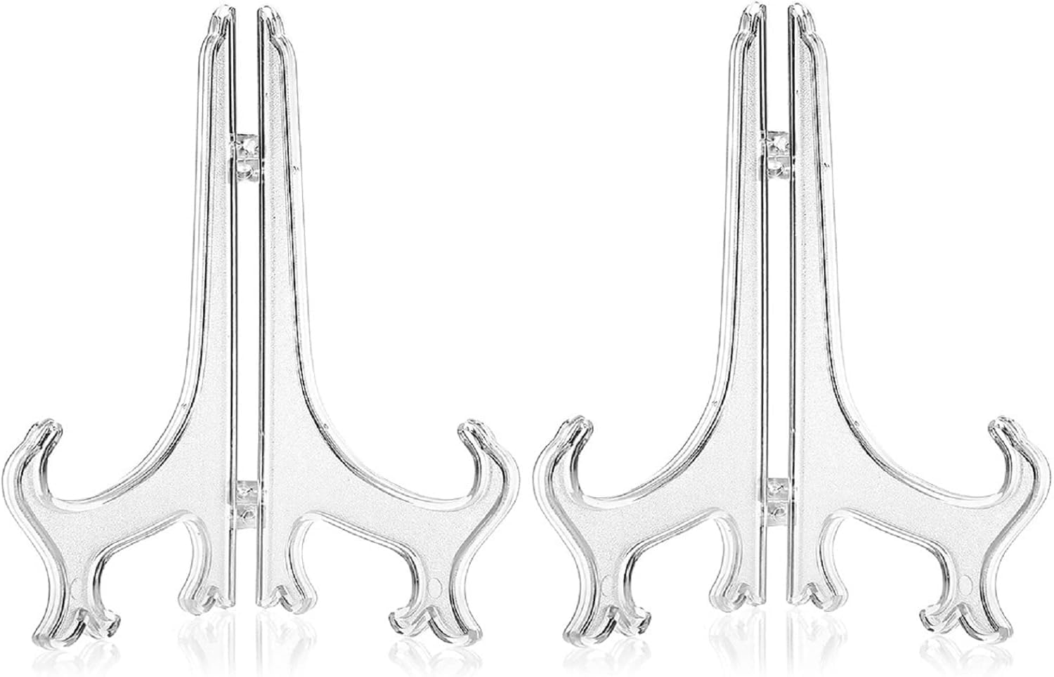 Vayfoni Clear 2Pcs Plate Stand For Display - Folding Plastic Easels For Plates, Pictures, Frames & Decorative Items - Ideal For Weddings, Home Décor, Birthdays & Tables