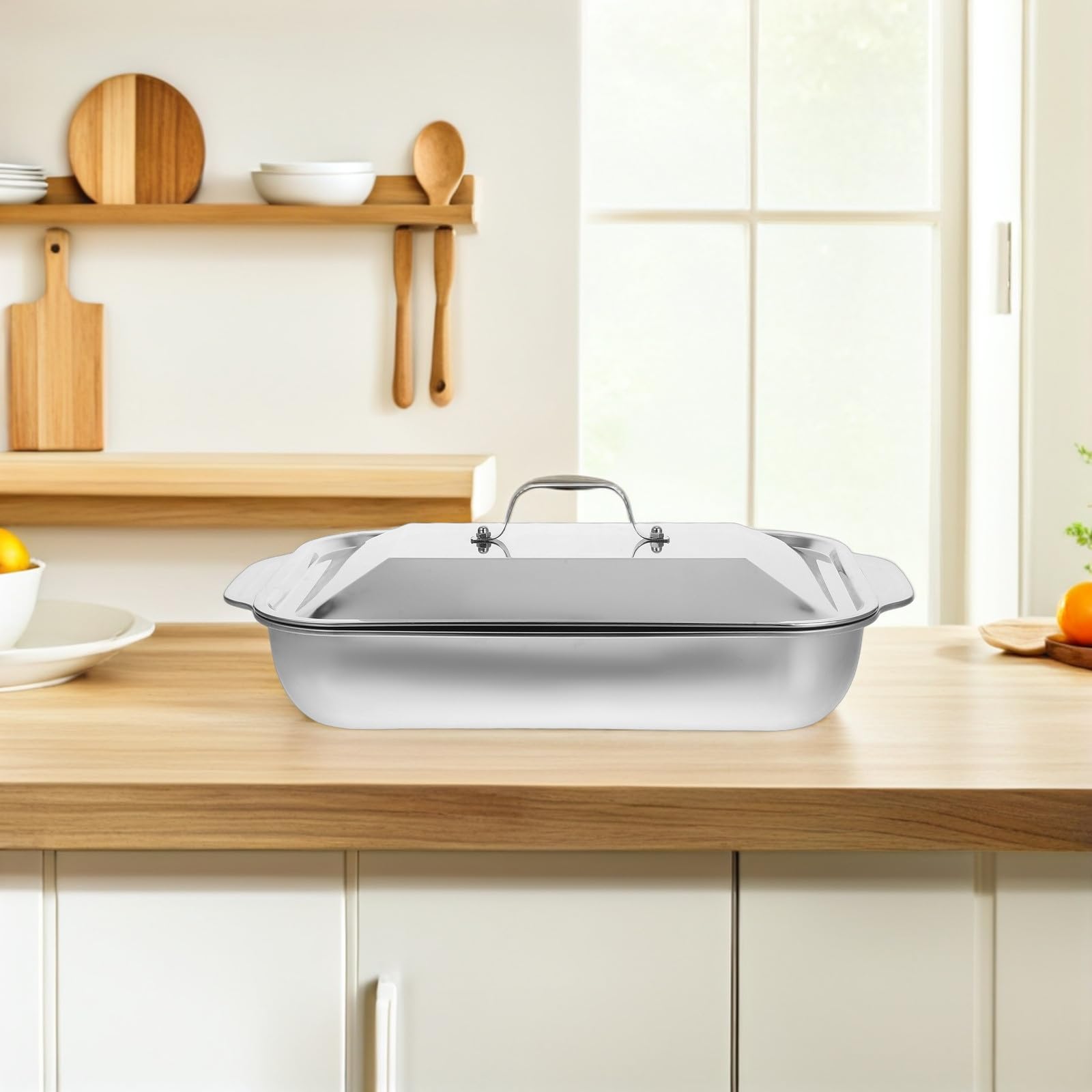 Healeved Set di 2 Teglie da Forno in Acciaio Inossidabile Rettangolari con Design Facile da Pulire per Cucina Domestica