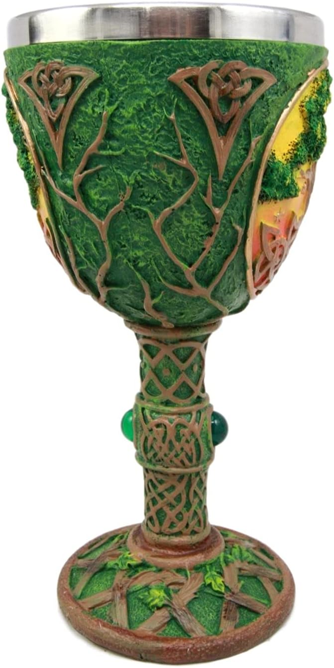 Ebros Gift Large Ancient Celtic Sacred Tree of Life Yggdrasil Wine Goblet Chalice Cup Figurine 8oz Symbol Of Rejuvenation Healing And Wisdom