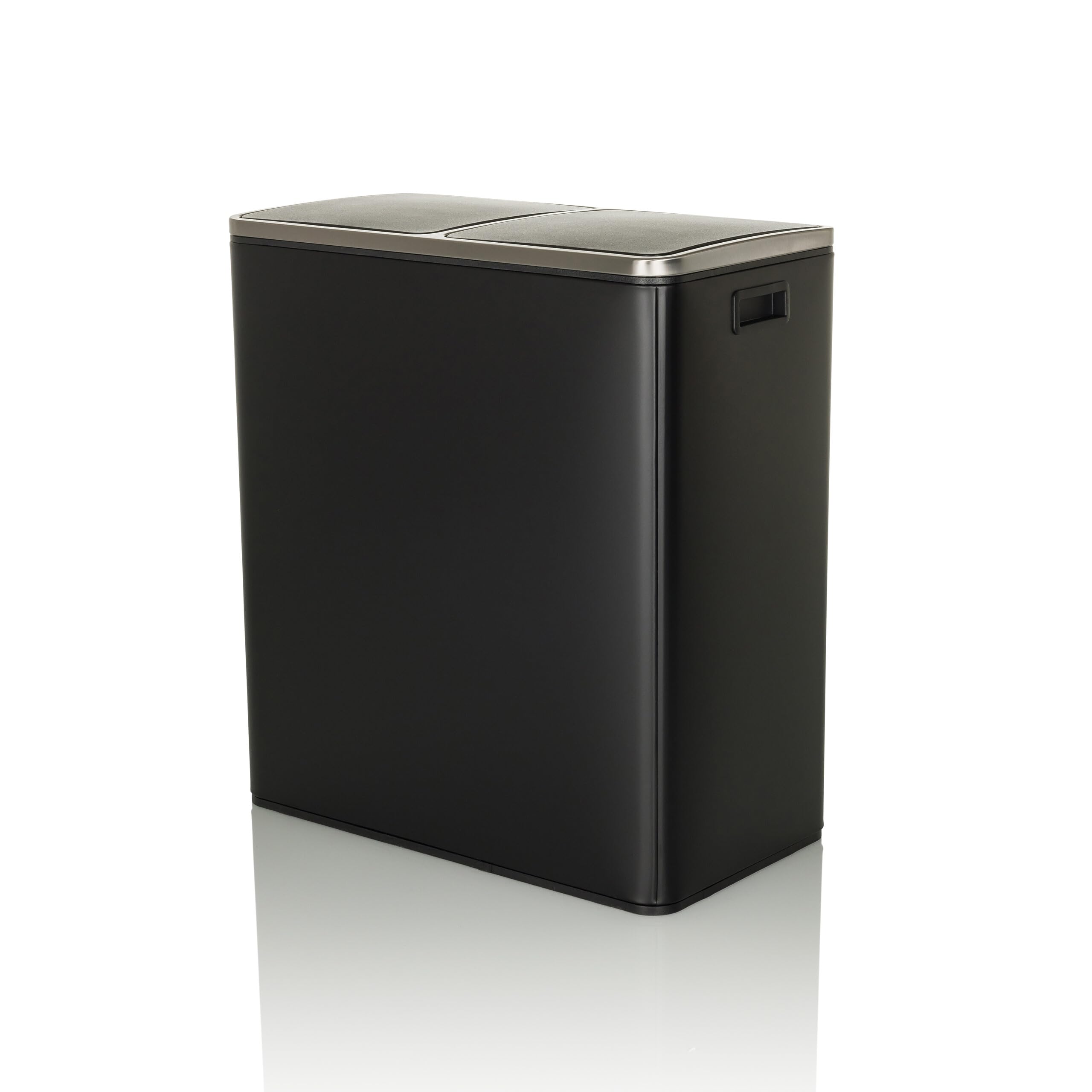 HJH Office Kosz na śmieci 2 x 30 l CLEAN XI System oddzielania śmieci z 2 przegródkami, kosz nożny z amortyzowanym zamknięciem, czarny metal