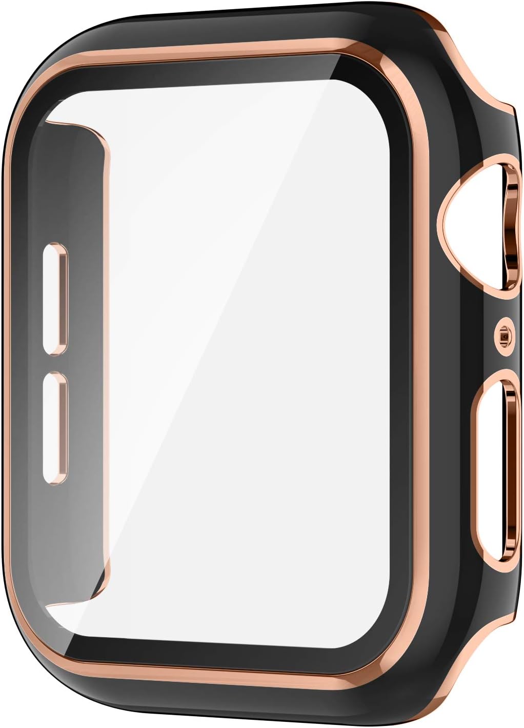 iGK Case Compatible Apple Watch 40 mm Series 6/5/4 Built-in Tempered Glass Screen Protector, Rose Gold Edge Black Bumper Full Coverage HD Clear Protective Film Cover for Women Men iWatch 40mm