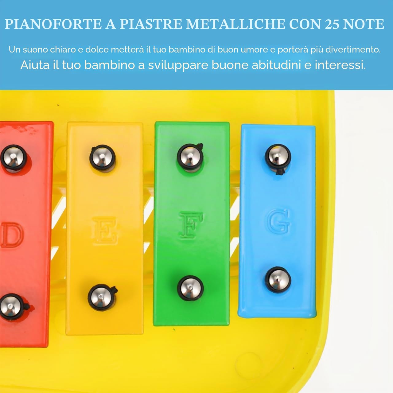 Mikinona Metallofono Sviluppare Interesse Musicale con Ragazza Giocattolo 25 Note Ragazzo per Lamiera di Ferro Colorata Strumento Percussione Sicuro la Pelle