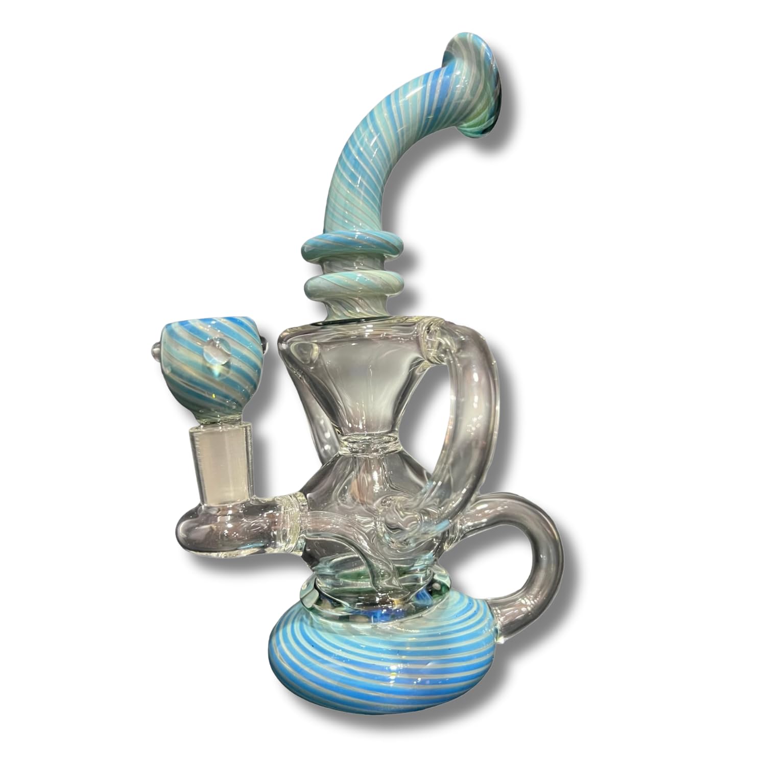 WEDONE Glass Bong – 9-Inch Two-Arm Recycler Conical Bubbler with Water Chamber & 14.5 mm Male Joint | Premium Borosilicate Glass Water Pipe, Durable Design for Smooth Smoking