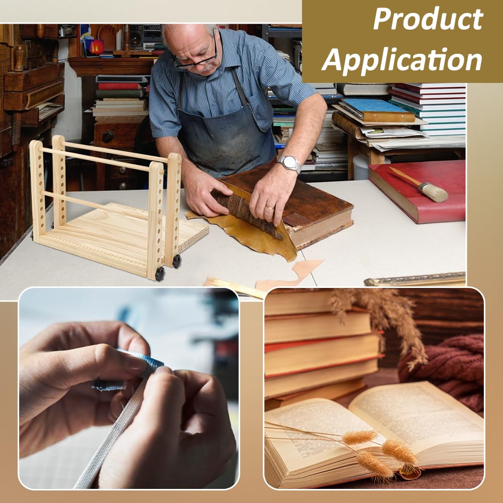 BENECREAT Telaio per Rilegatura di Libri In Legno, Supporto Pieghevole Regolabile per Libri per Lavori di Rilegatura Fai Da Te e Forniture, 30x30cm