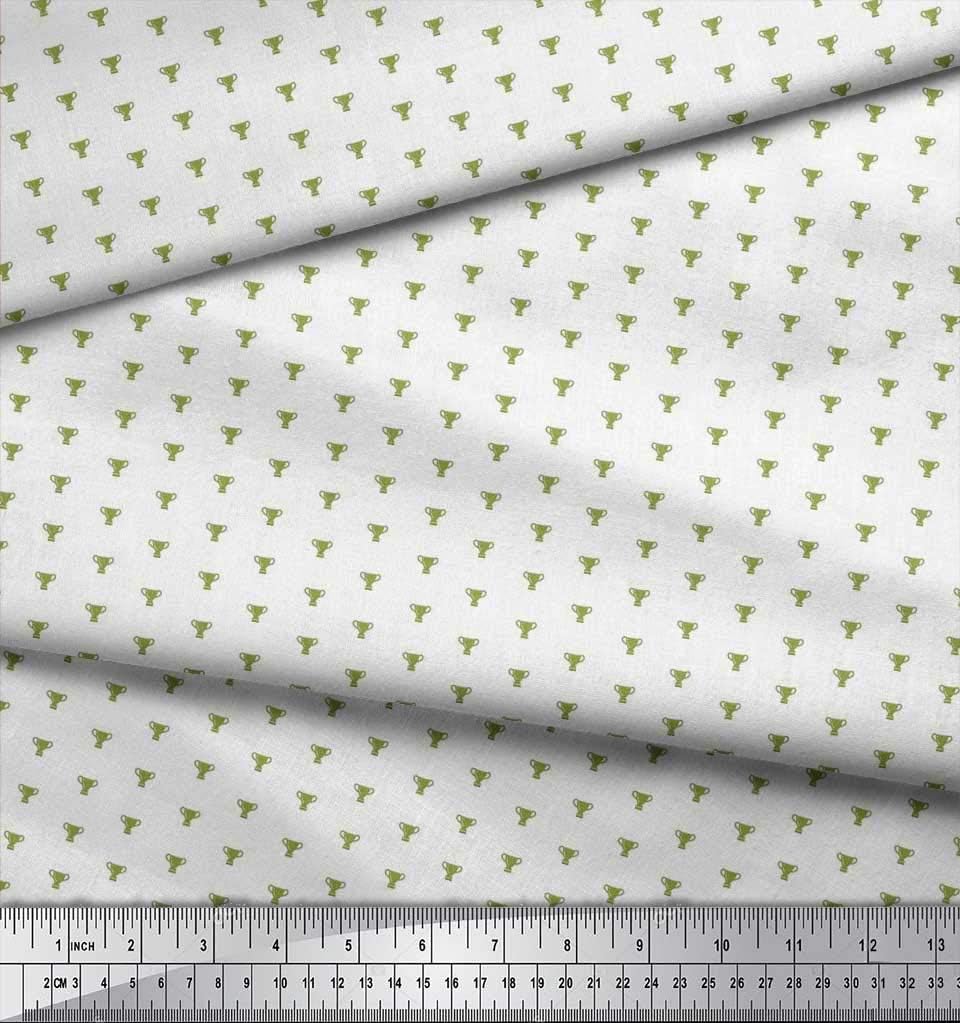 Soimoi Cotton Canvas | 42" Wide, Sold by The Yard | Sports Pattern - Olive Greens | Durable Medium Weight Fabric for Bags, Curtains, Crafts & Décor image 2