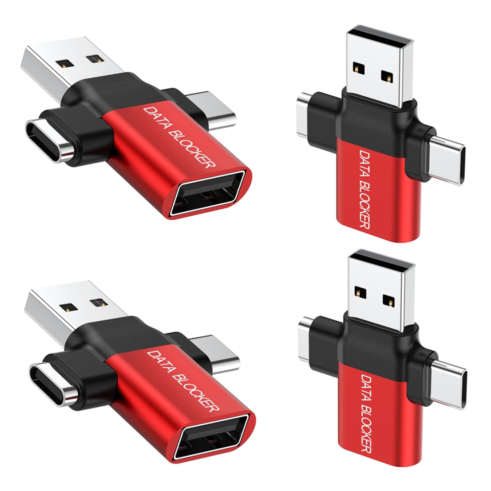 Data Blocker, 4-in-1 Universal USB Data Blocker, Protection from Illegal Downloading, Hacking Proof 100% Guaranteed, for iPhone 15 16 and Any USB Device Charging (4-Pack)