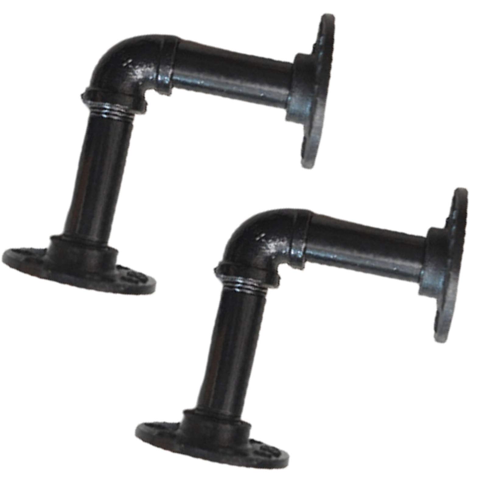 Supports d'étagère flottantes noirs de 14 cm | Lot de 2 fixations murales rustiques