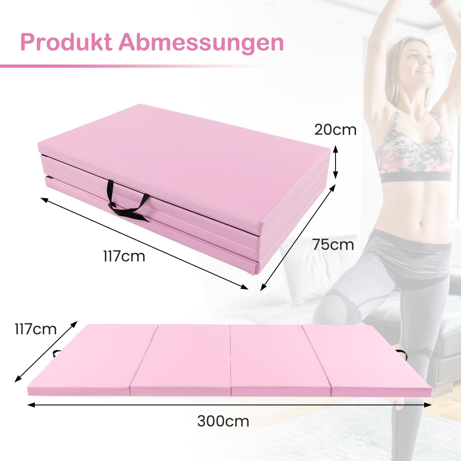 COSTWAY 240 x 116 x 5 cm zachte vloermat, gymnastiekmat, inklapbaar, turnmat met klittenbandsluiting en 2 handgrepen, yogamat, klapmat, fitnessmat voor thuis COSTWAY 240 x 116 x 5 cm zachte vloermat, gymnastiekmat, inklapbaar, turnmat met klittenbandsluiting en 2 handgrepen, yogamat, klapmat, fitnessmat voor thuis