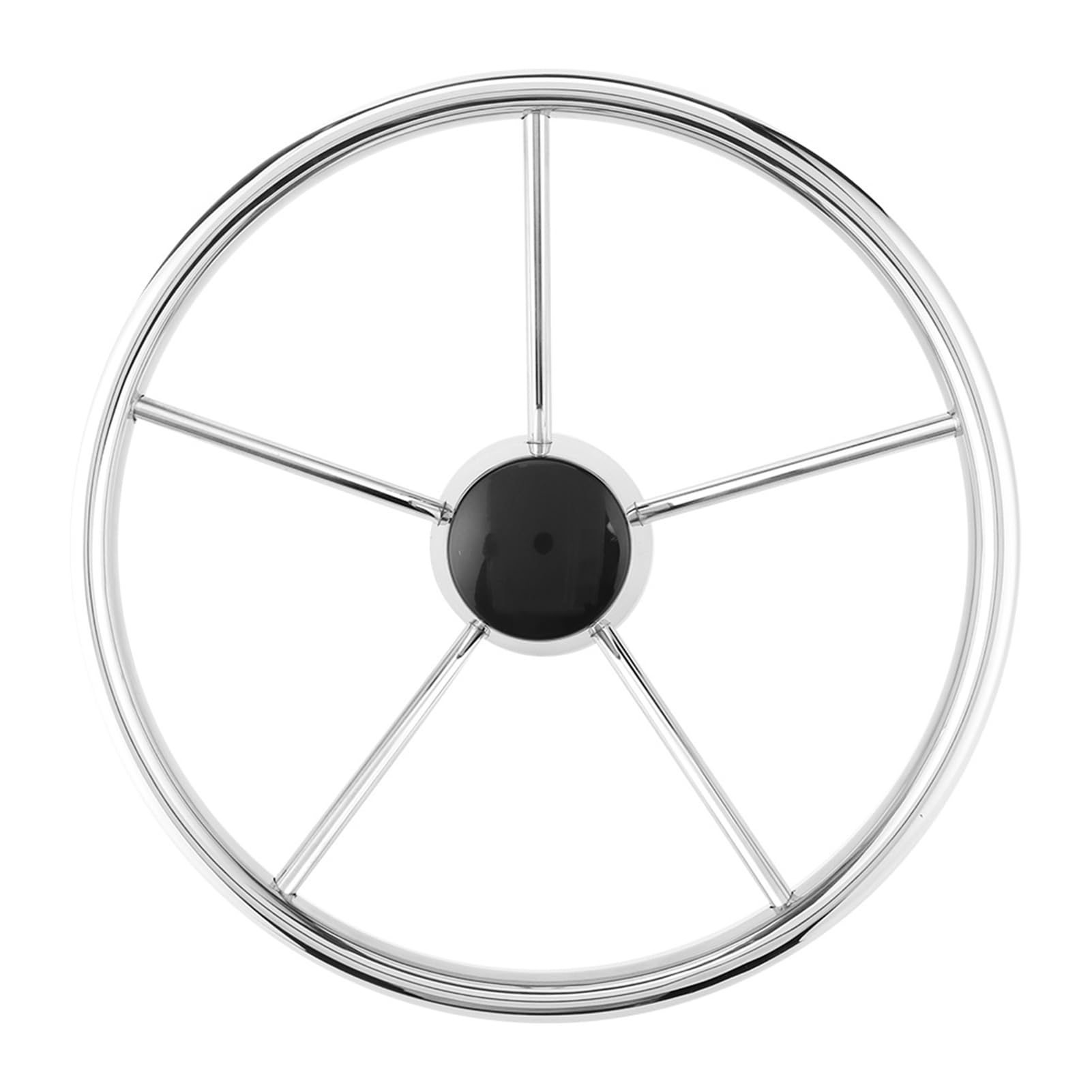 13 1/2 Inch 5 Spoke Vessel Boat Steering Wheel, Stainless Steel Material with Mirror Polishing, Standard 3/4in Tapered Shaft, Knob Design for Stable Control, Includes
