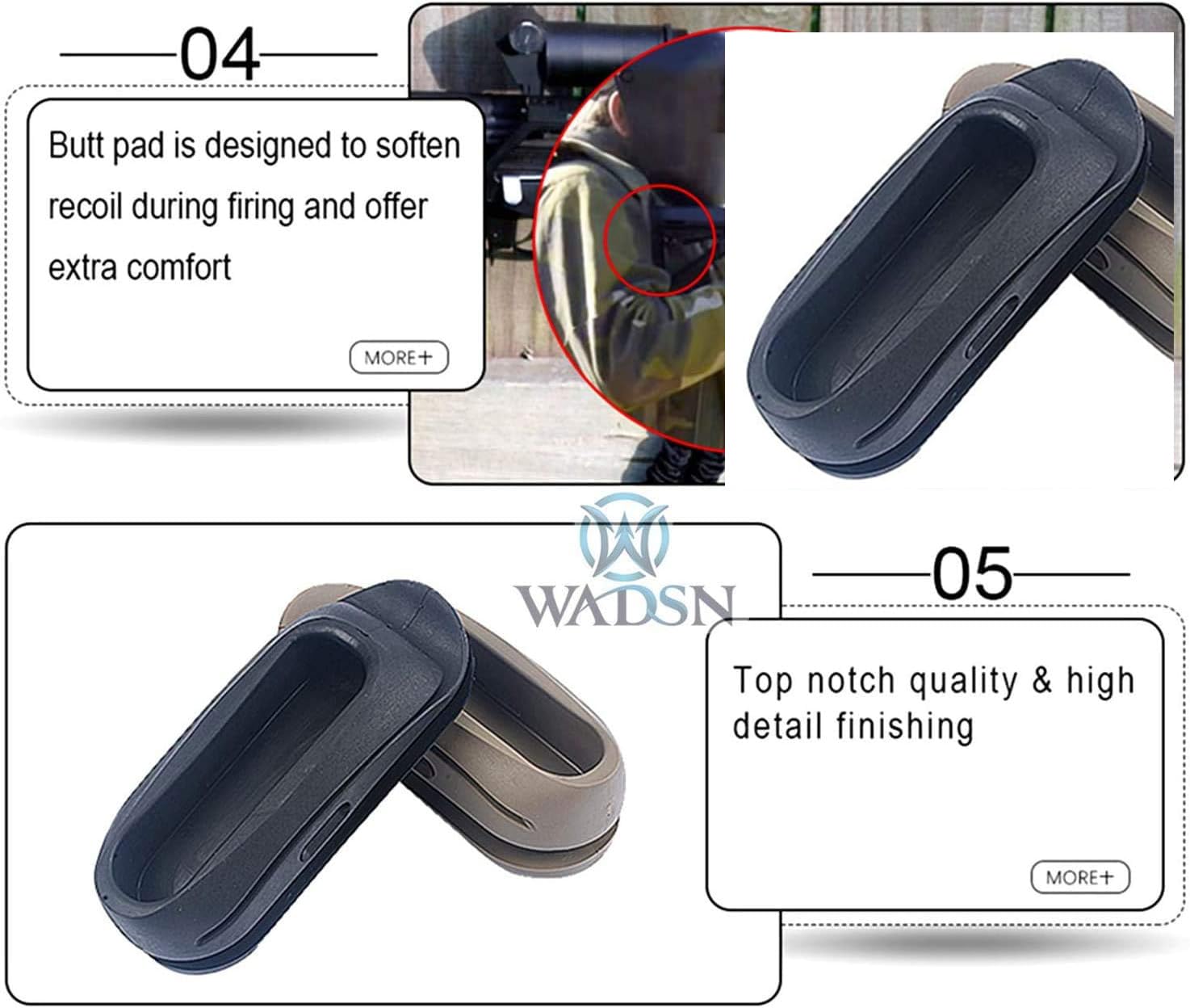 Tattico Antiurto in Gomma Pad 74U SVD Recoil Butt Magazzin-o Pad Accessori (Nero)