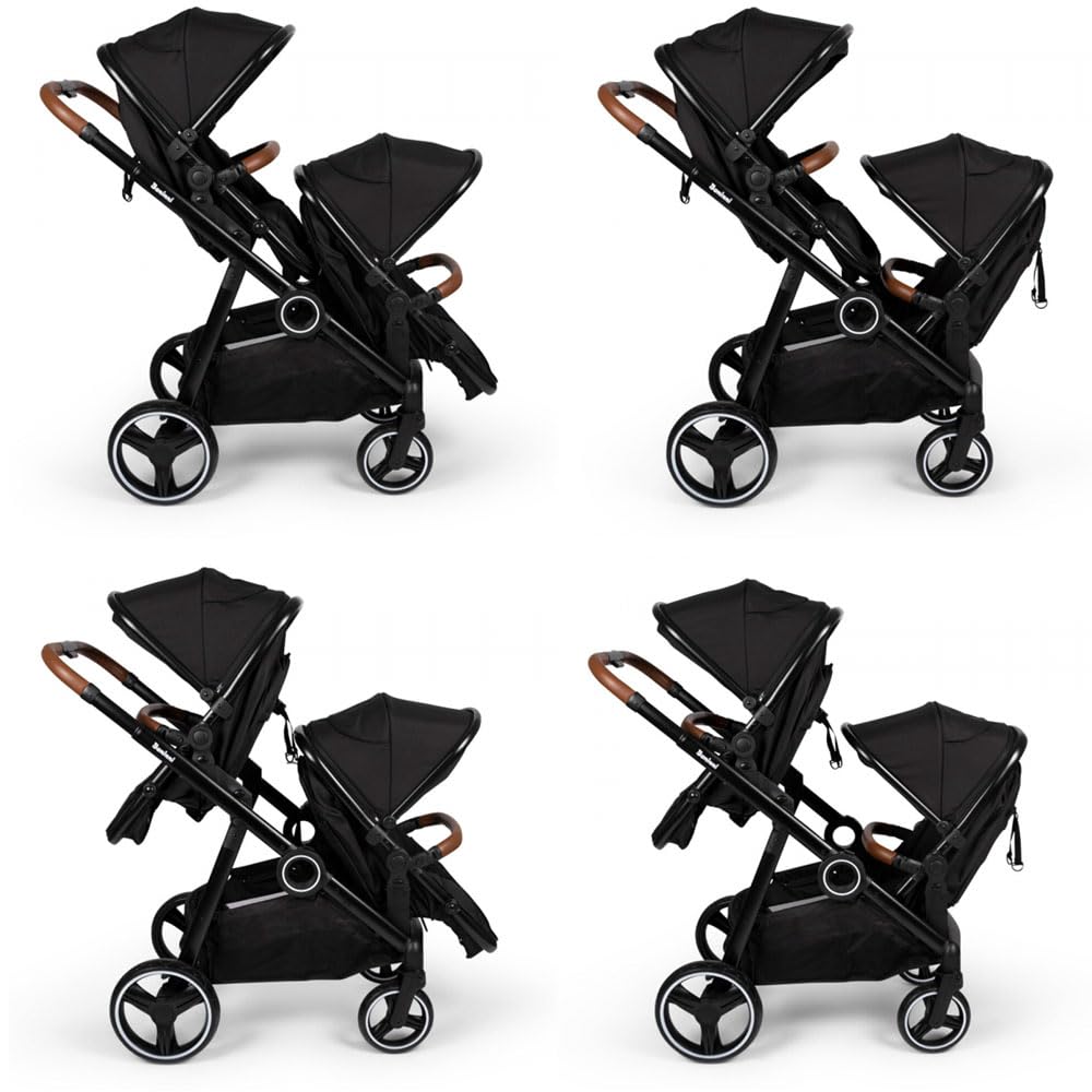 Baninni Poussette Double 4-en-1 avec Siège d’Auto Luiz Noir