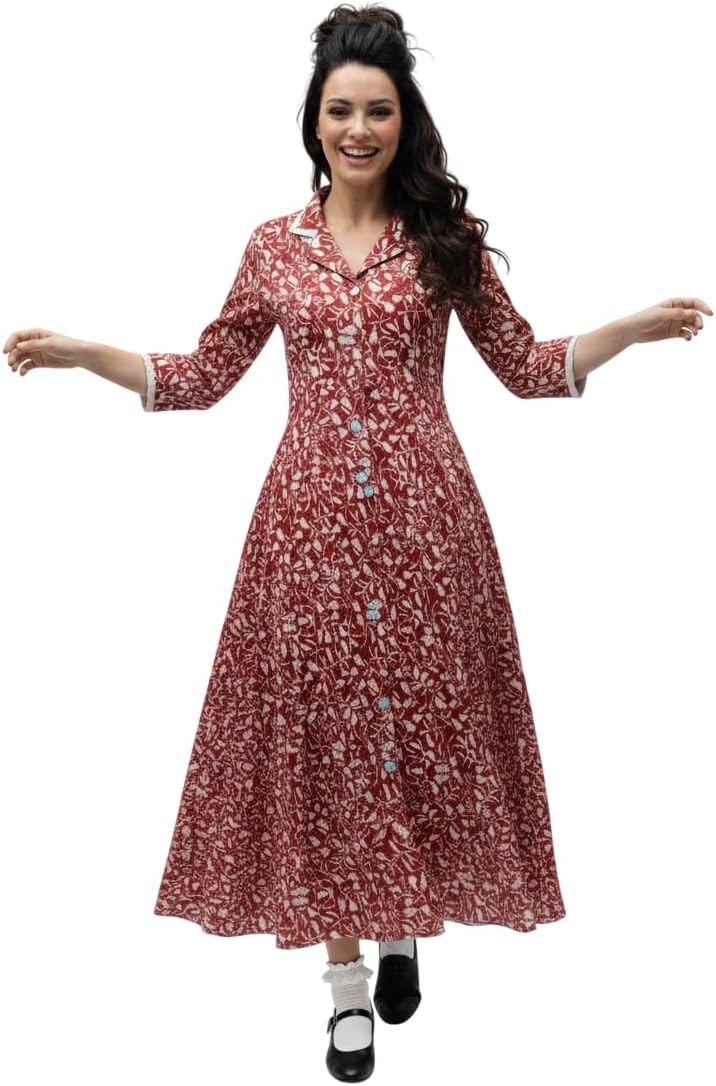 My Party Shirt Elaine Benes Floral Red Dress Costume - Little Kicks Thumbs Dance Outfit - Women's Long Sleeve 90s Halloween