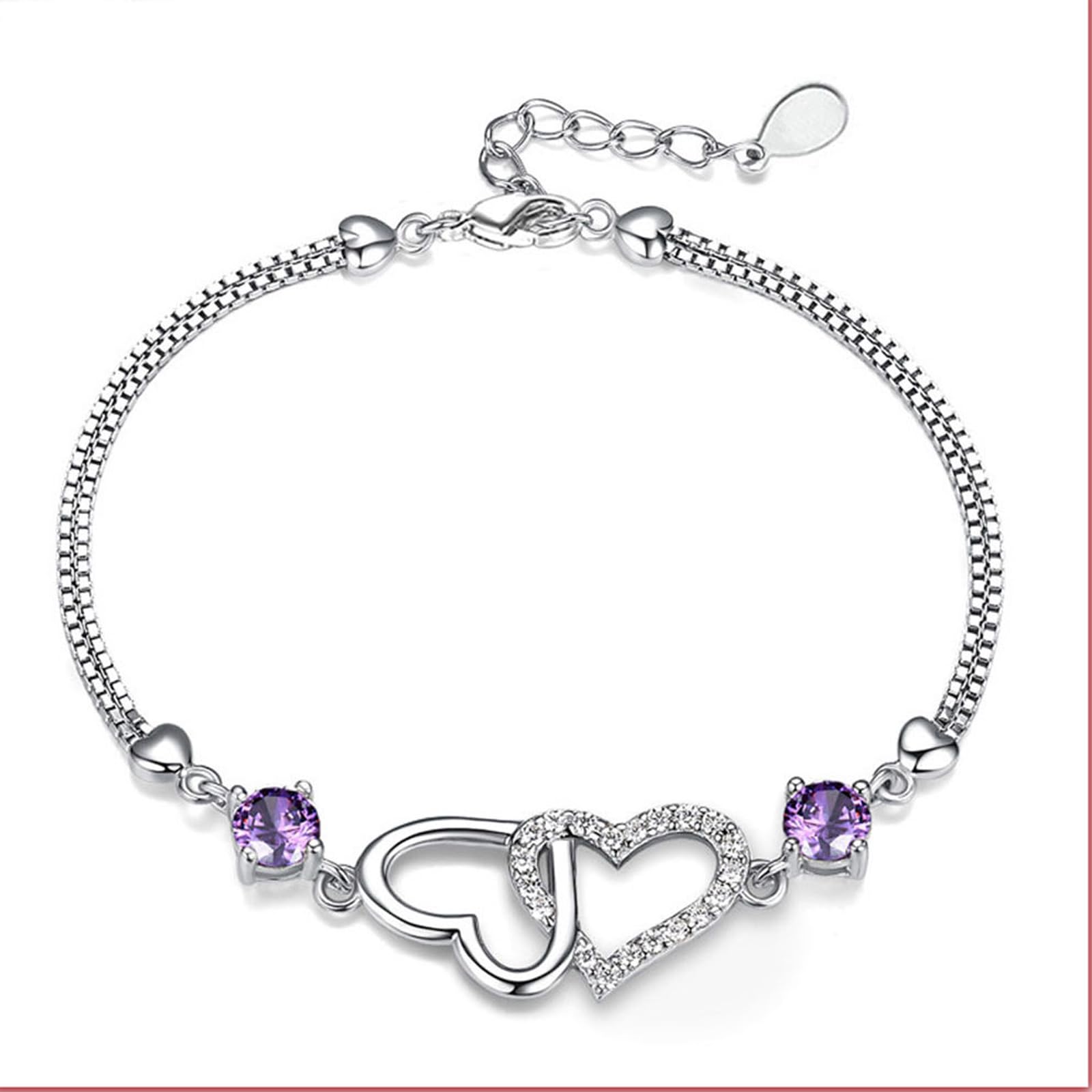 Braccialetto Donna Carino Cuore per Le Donne Regolabile Slider Gioielli Minimalista Regalo Il Suo Accessorio di Moda-Bianco