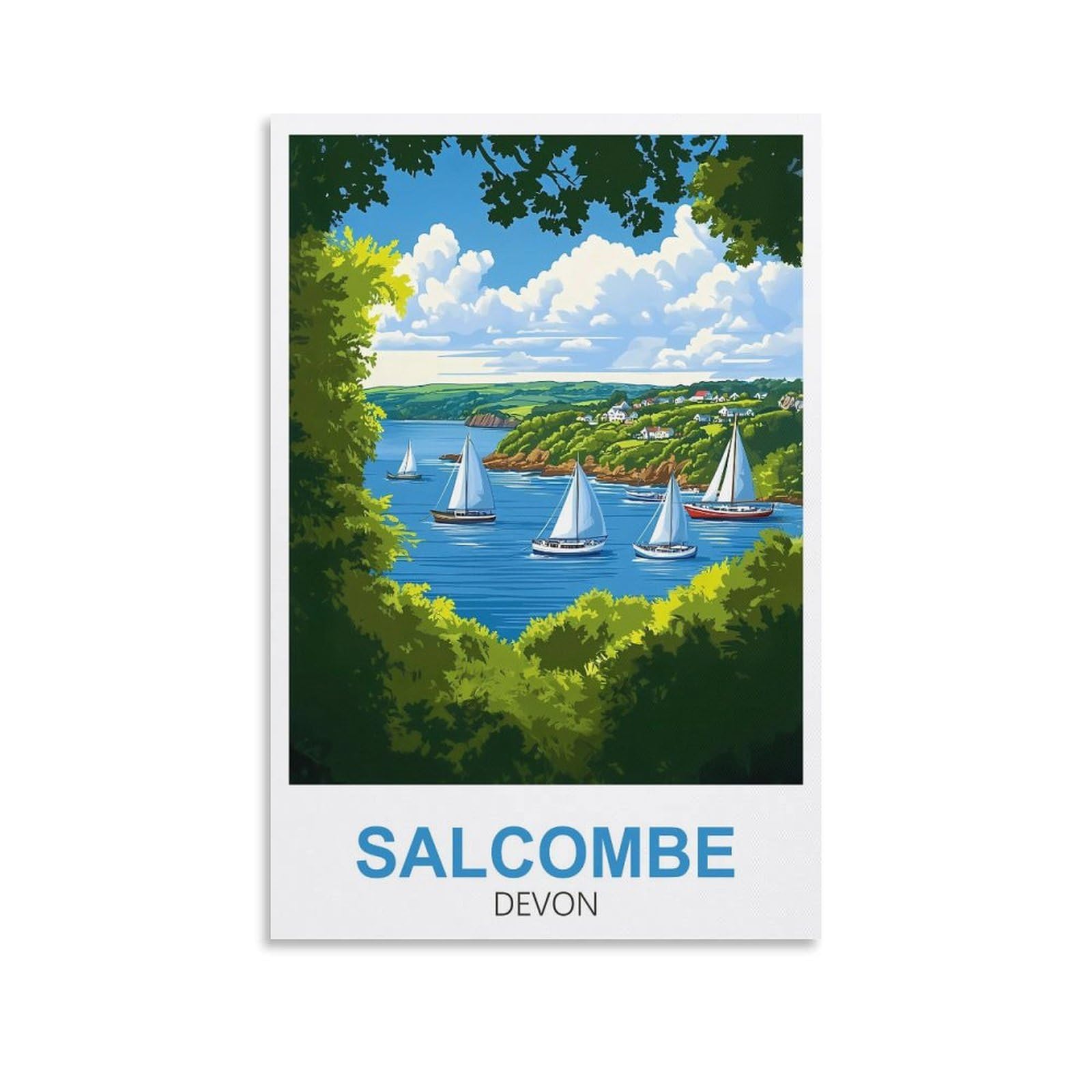 Xllyxygjq Unframe-Style Salcombe Devon Vintage Travel Poster 08X12inch(20X30cm) Canvas Wall Art Poster Print Artwork Painting Picture For Home Decoration Living Room Office Bedroom
