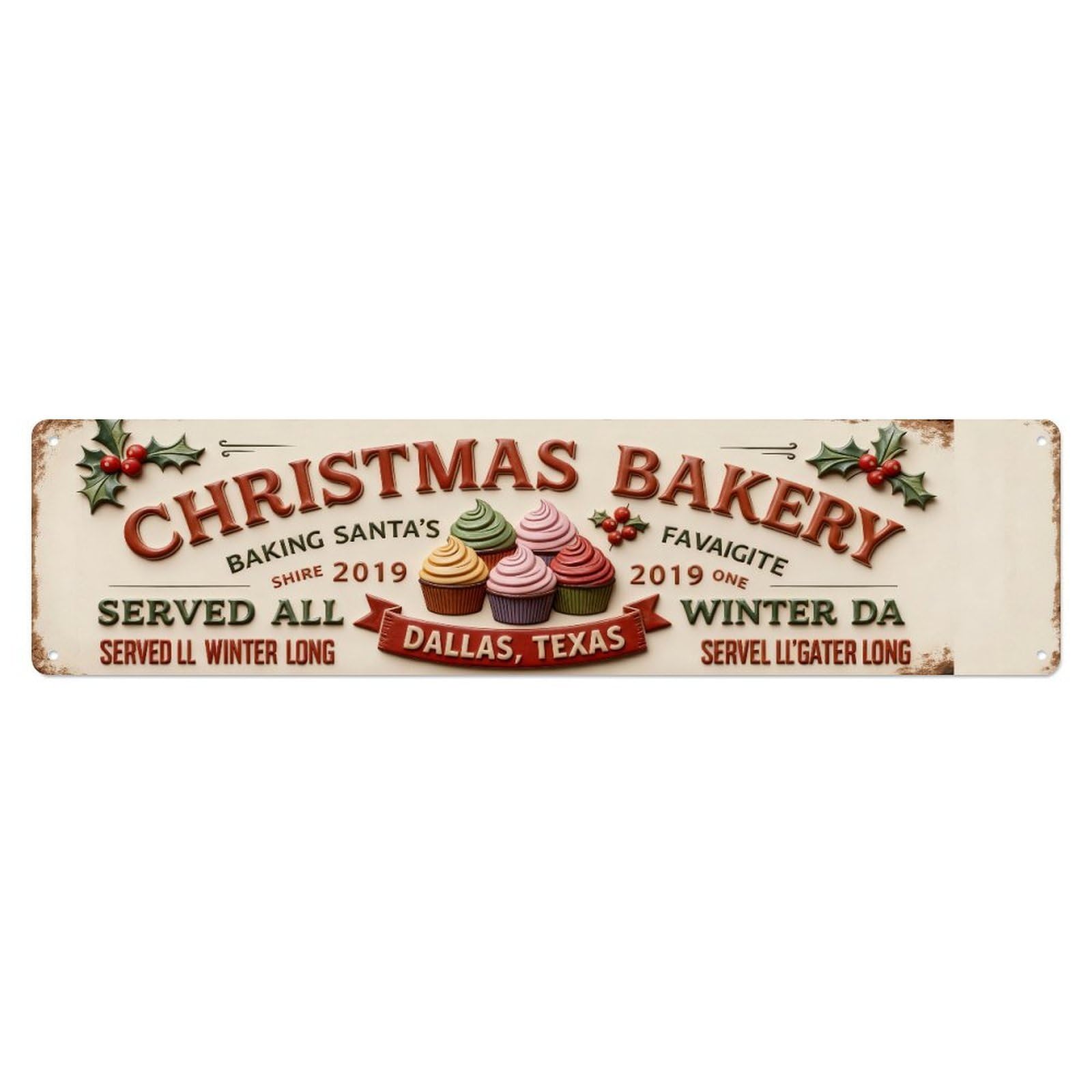 Christmas Bakery Cupcakes Holiday Sign Metal Tin Sign Plaque