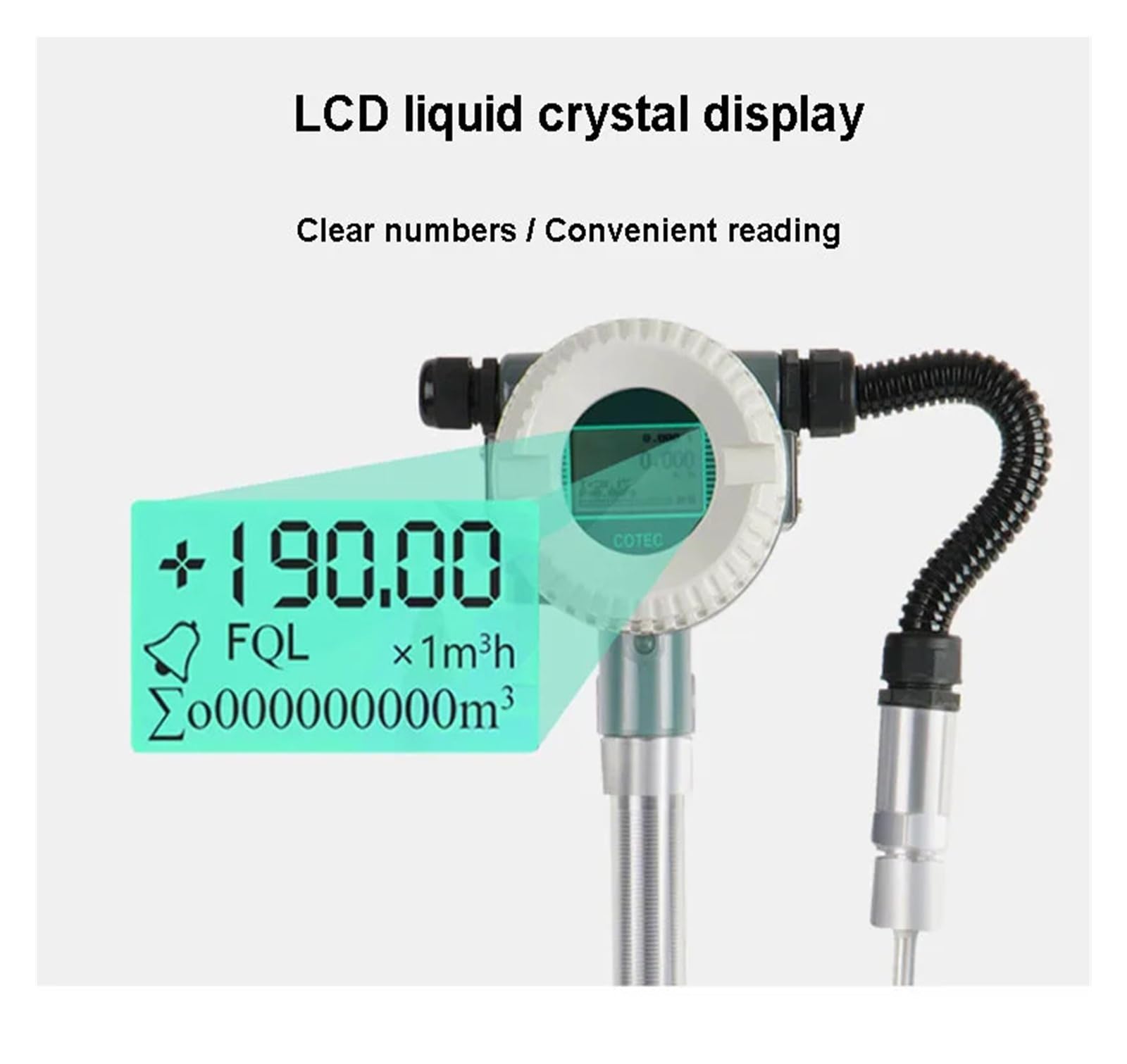 Caudalímetro electromagnético con pantalla LCD, sensor transmisor de 4-20 mA for vapor, gas, aire comprimido, gasolina y agua. Garantizar la estabilidad(4-20mA output,DN25 LCD)
