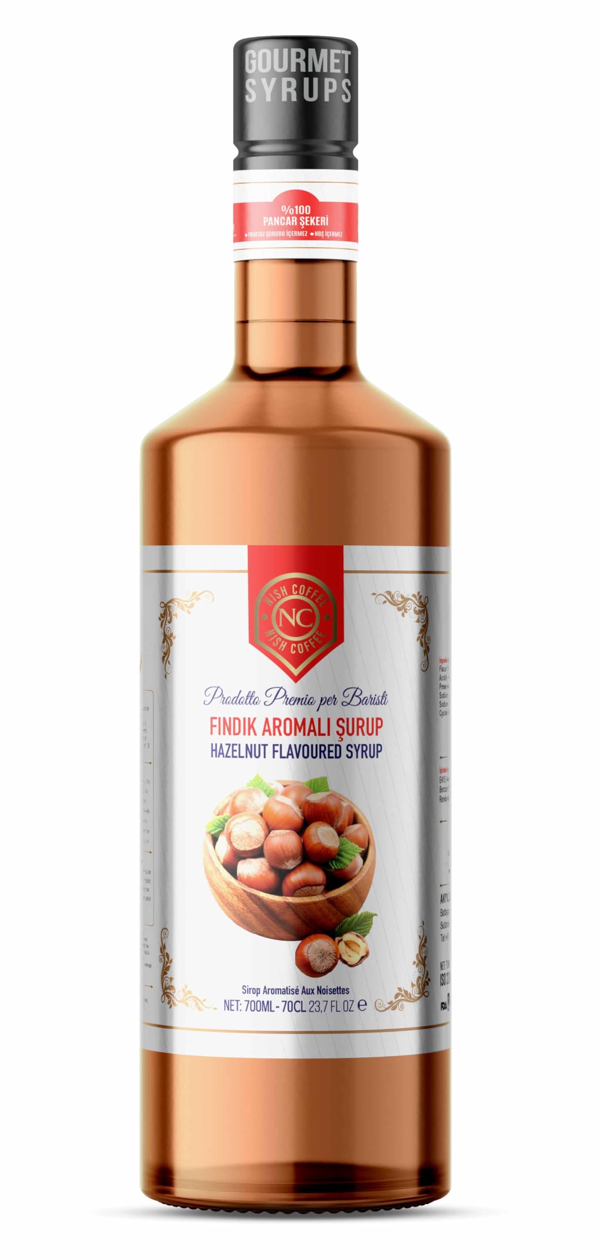 Nish Fındık Aromalı Şurup 700 ML - Cam Şişe