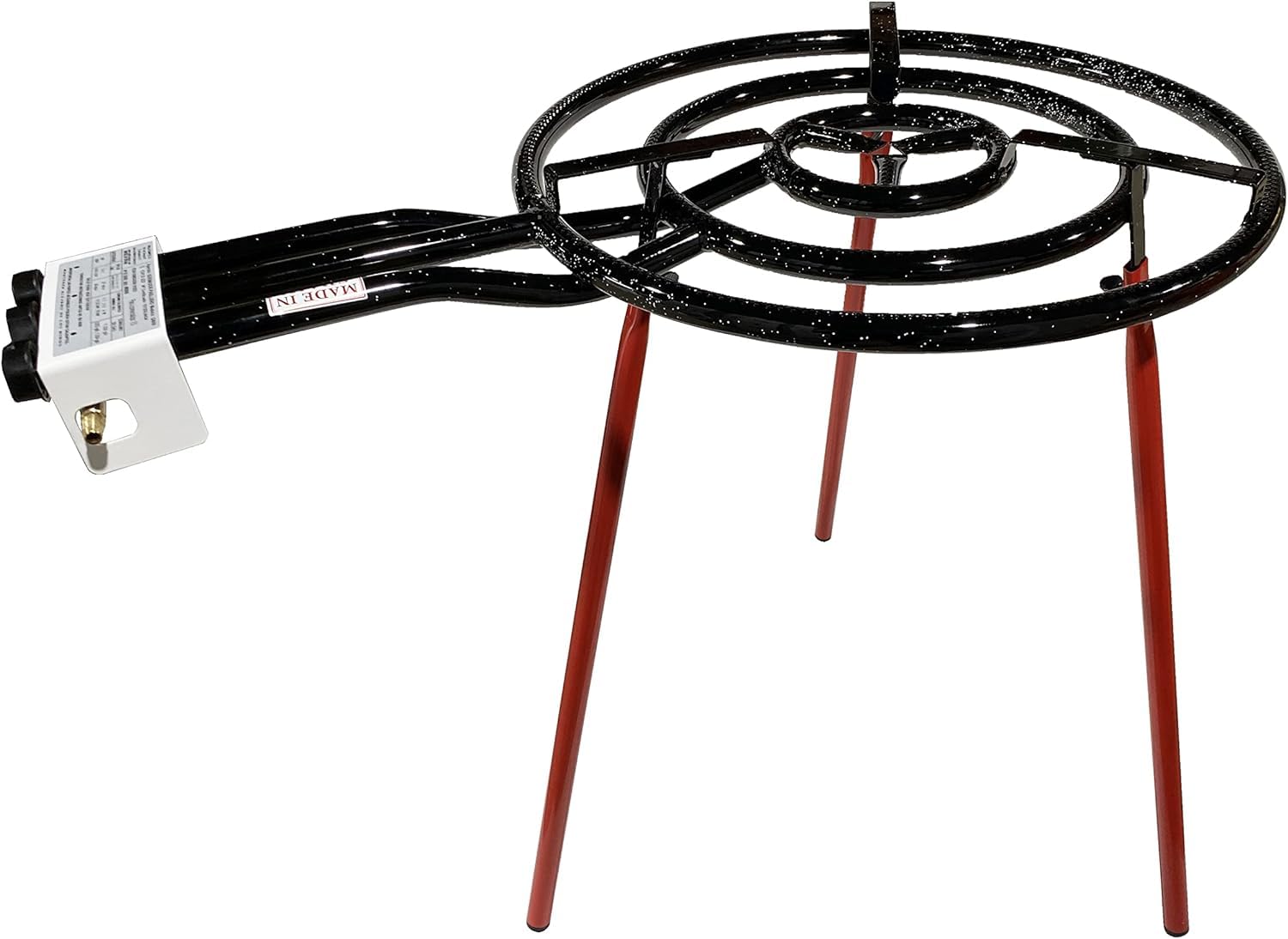 FERRETERIA LEPANTO Kit Paellero, Quemador a Gas butano, paellera acero pulido, regulador de Gas + 1,5 metros de Manguera, soporte de 3 Patas Resistentes (Esmaltada, 60 CM)