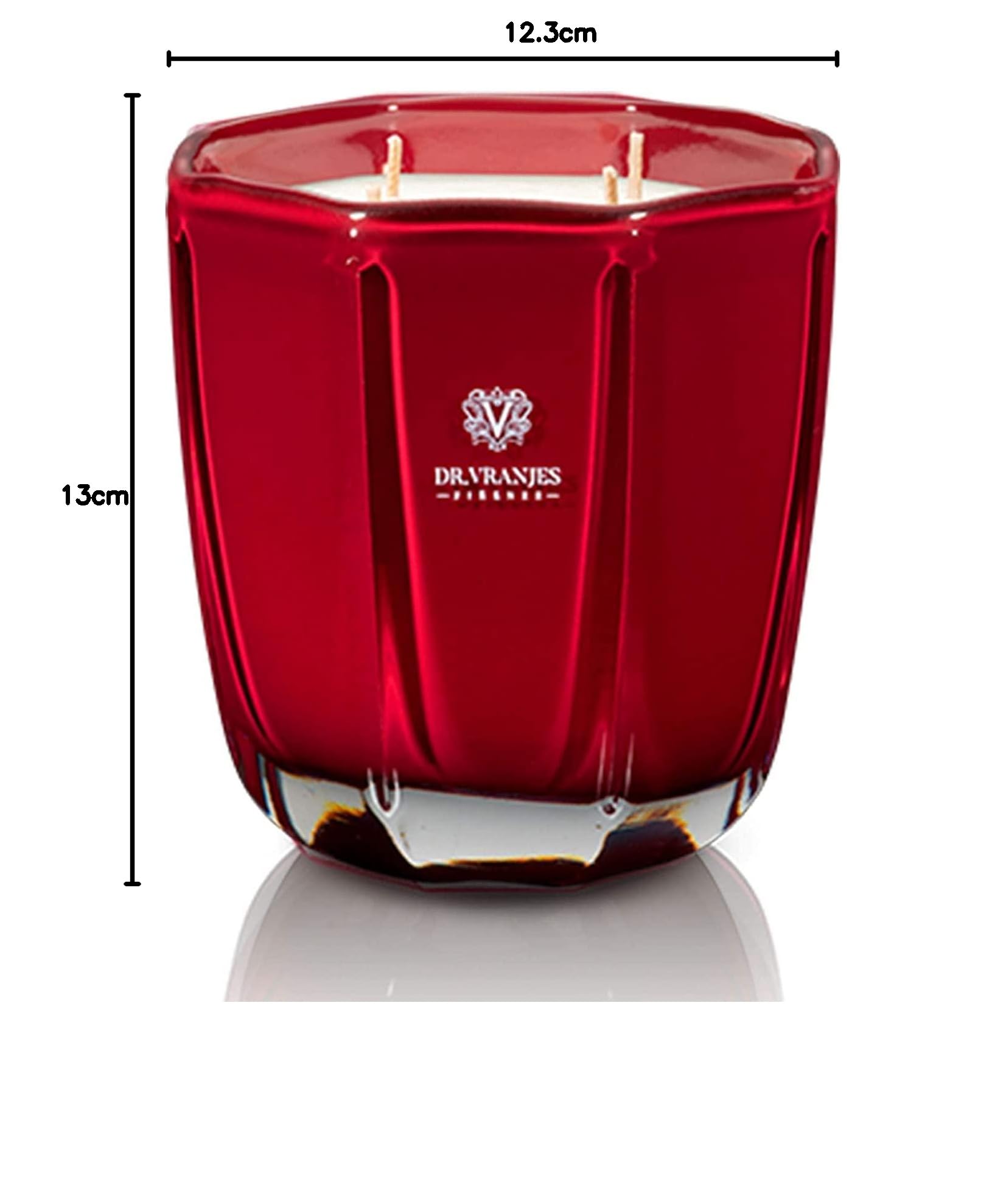 Dr. Vranjes - Dekorative Duftkerze Tormalina – Rosso Nobile 500 g, raffiniertes farbiges Glasgefäß, handgefertigt, achteckige Form, Farbe: Rot, hergestellt in Italien