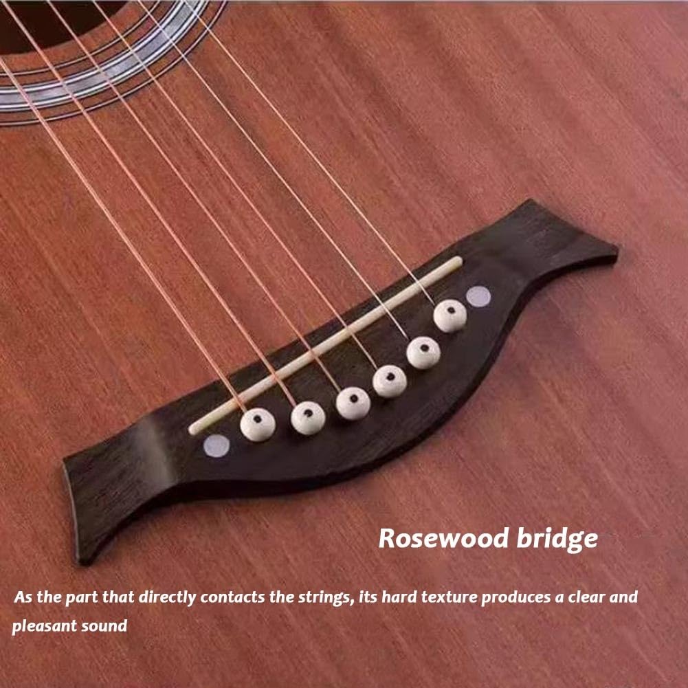 Kit Di Chitarra Acustica Per Principianti Adulti, Kit Completo Di Chitarra Acustica Con Spalla Mancante Set Per Principianti Con Chitarra In Legno(Black look,38 in)