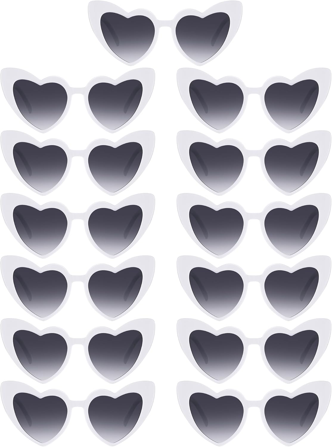 Flutesan 15 Pairs Heart Shaped Sunglasses Vintage Cat Eye Sunglasses Bulk Retro Bachelorette Glasses for Women Wedding Party