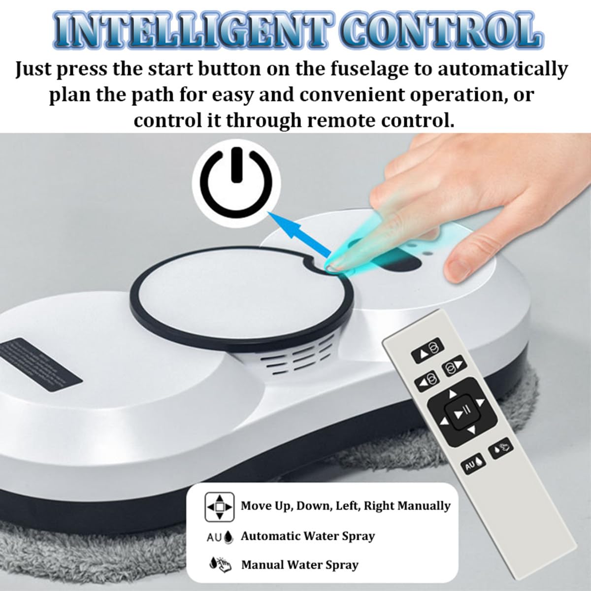 Robot Laveur de Vitres 5600Pa Forte Aspiration, Lave-Vitre Automatique avec Télécommande et Pulvérisation d'eau Automatique pour Fenêtres, Carrelage, Salle de Bain,White