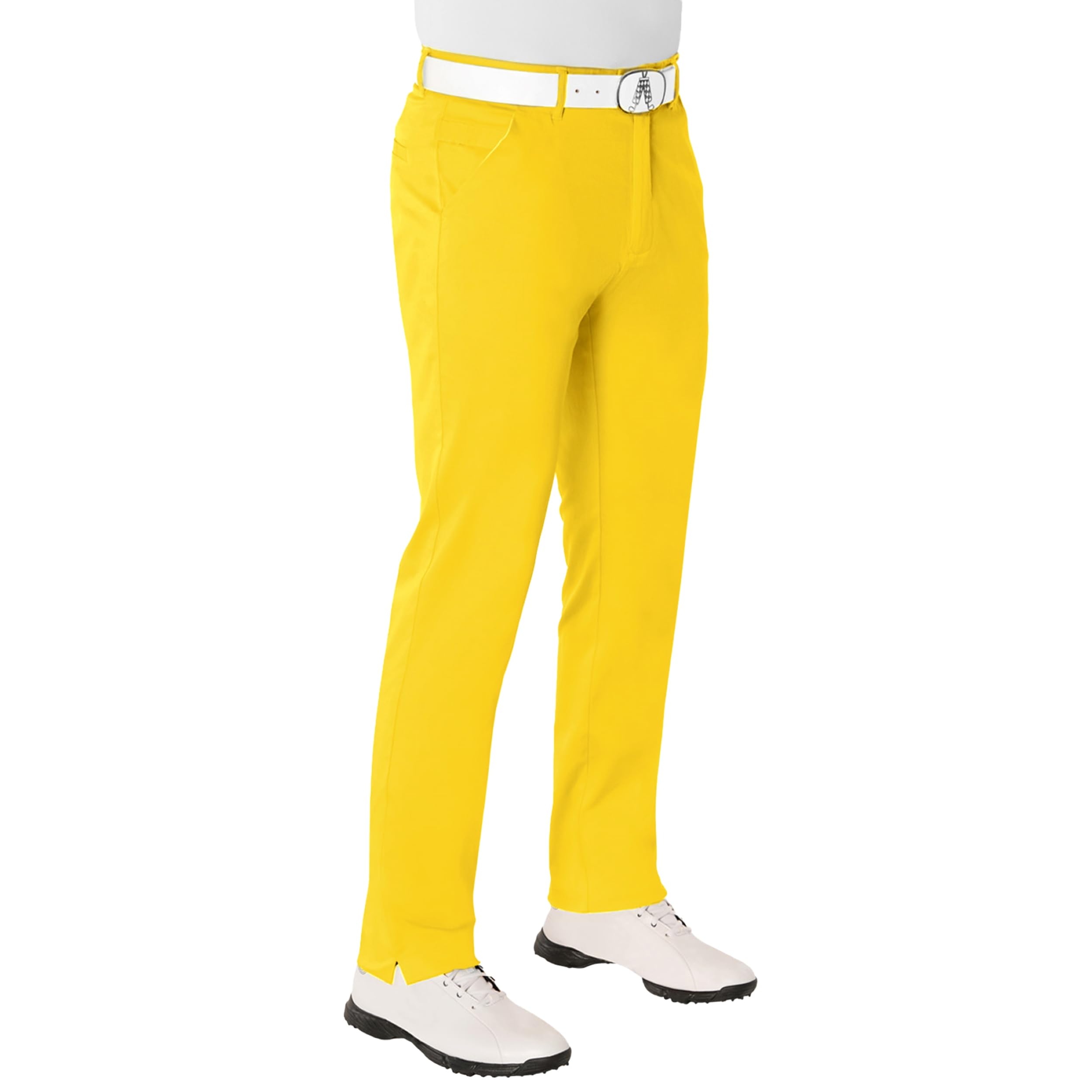 Royal & Awesome Men's Yolo Yellow Funny Golf Trousers, Yellow Bright Stretch Cotton, Golf Pants For Waist 34 Leg 34