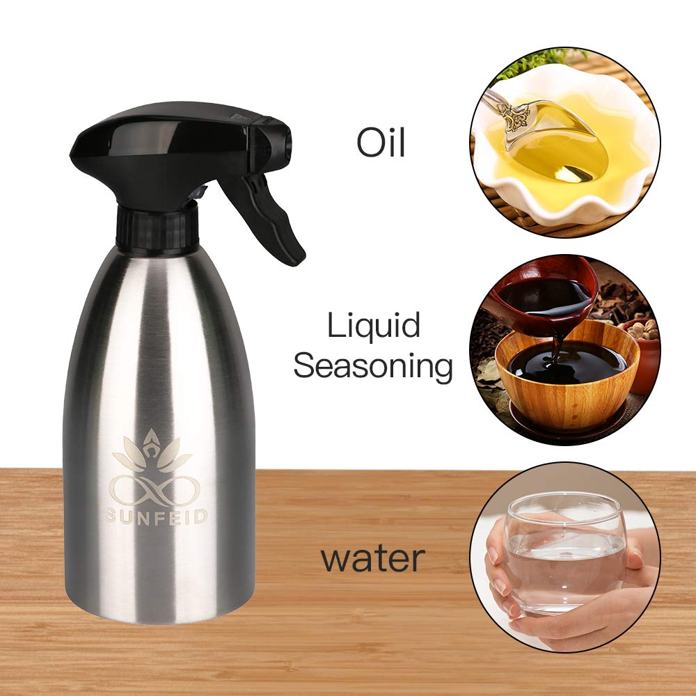 SUNFEID Olive Oil Sprayer Mister Stainless Steel Cooking Oil Dispenser