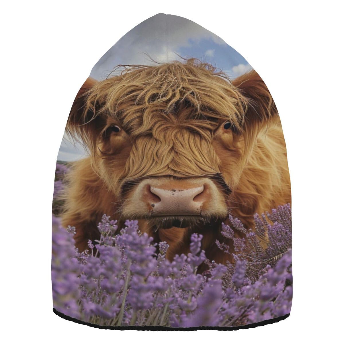 Jumbear Unisex A Lavender Highland Cattle Cow Beanie Hat Skull Cap Beanies For Men Women,Winter Warm Ski Hat