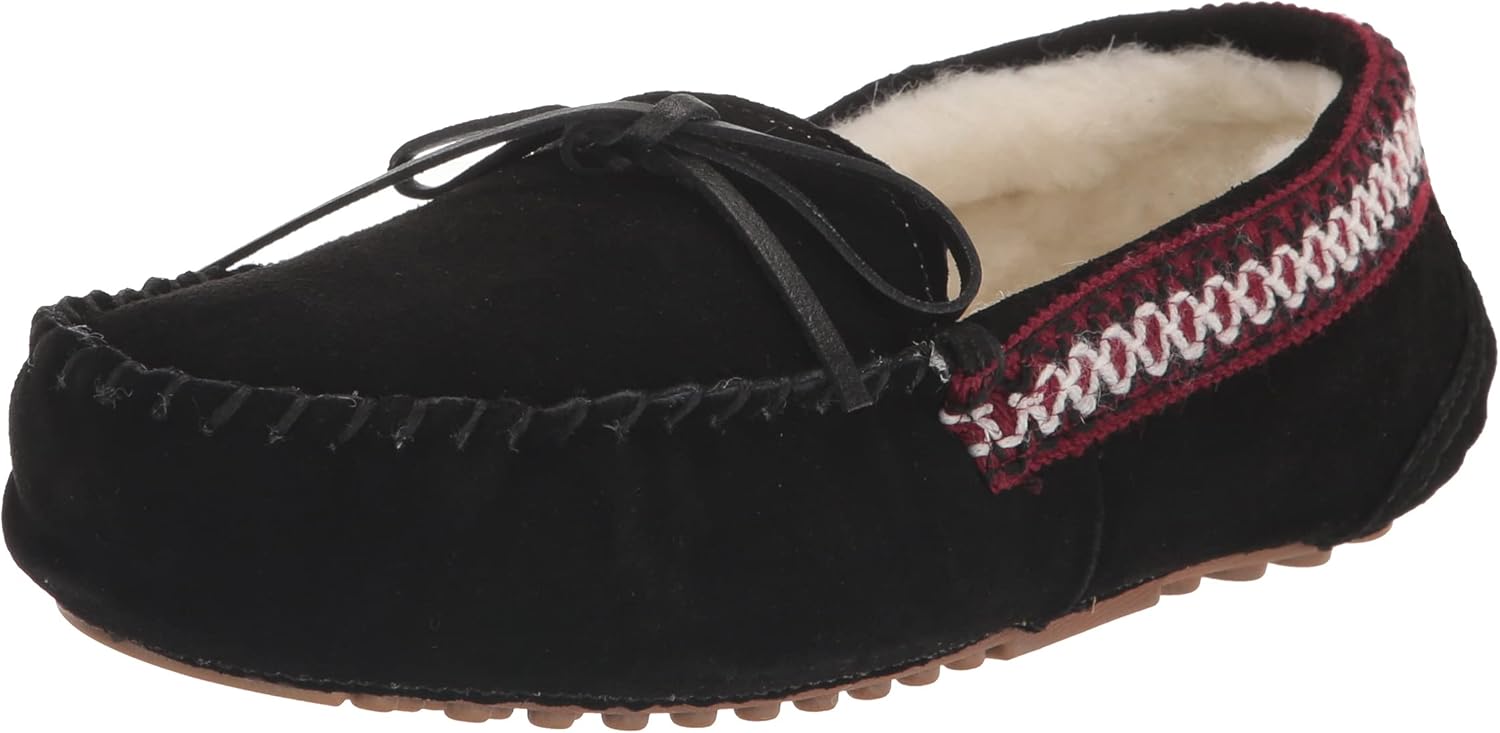 MUK LUKS Women's Jane Moccasin Slipper, Ebony, 9