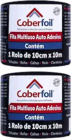 Kit 2 Manta Asfáltica Adesiva Multiuso Metalizada 10cmx10m Auto Colante Vedação para Telhados Calhas Rufos Alta Resistência e Durabilidade Vazamentos Vedação Refletiva Aluminizada
