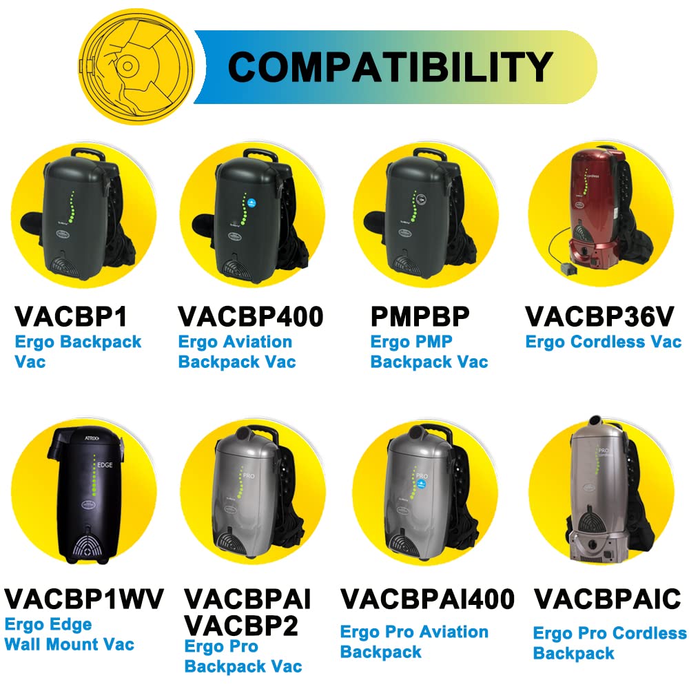 15 Pack Replacemet for Atrix Vacuum Bags, compatible with Atrix Ergo Backpack 8-Quart Vacuum Models# VACBP1 VACBP36V VACBPAI, HEPA Fleece Filter Bags, Part# VACBP6