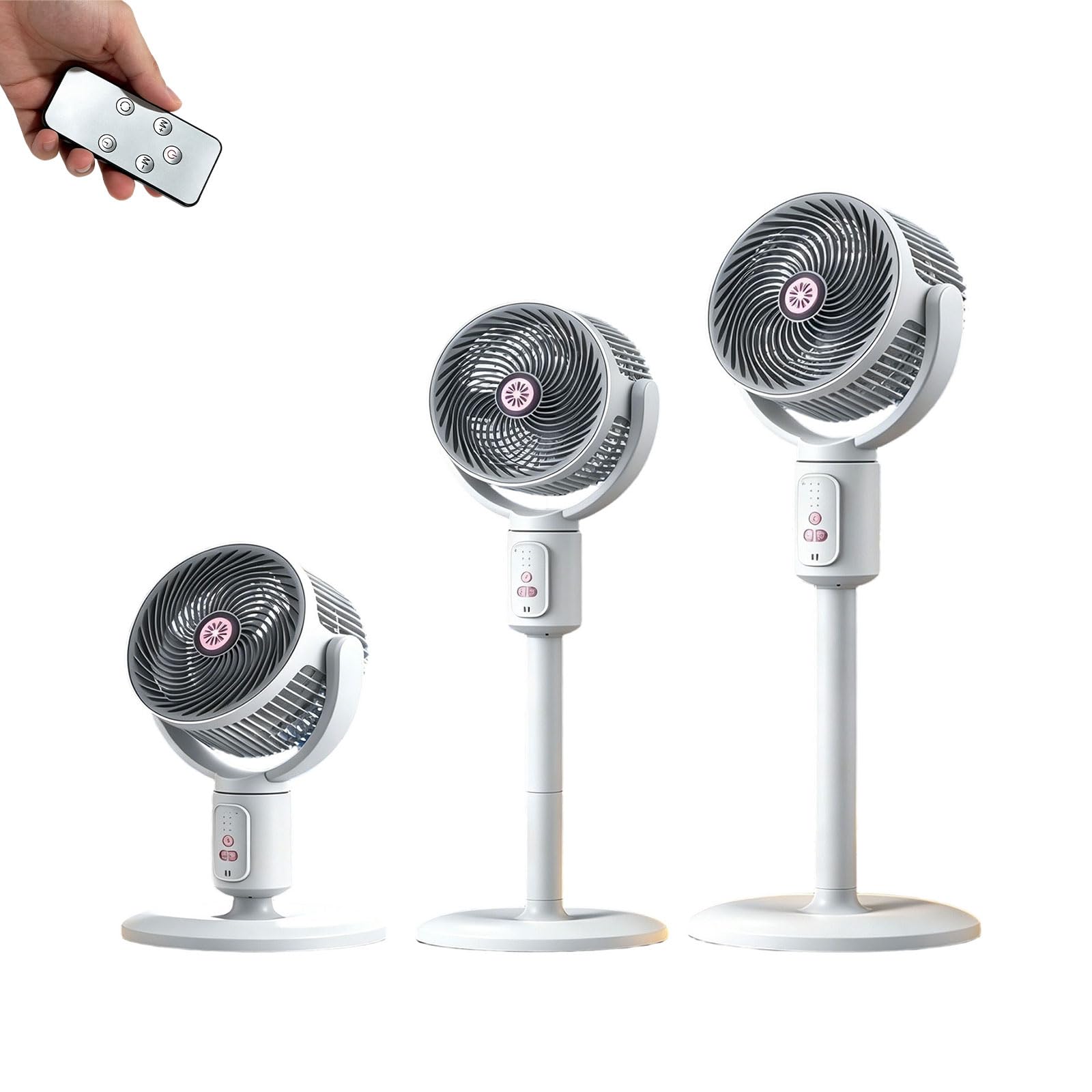Standing Fan for Bedroom, 2026 Upgraded Whole Room Air Circulator, 30dB Quiet DC Motor Cooling Device, 90° Oscillating Pedestal with Remote, 3 Speeds, USB, Adjustable Height for Home (White-Smart)