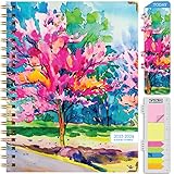 HARDCOVER Academic Year 2023-2024 Planner: (June 2023 Through July 2024) 8.5"x11" Daily Weekly Monthly Planner Yearly Agenda. Bookmark, Pocket Folder and Sticky Note Set (Watercolor Tree)