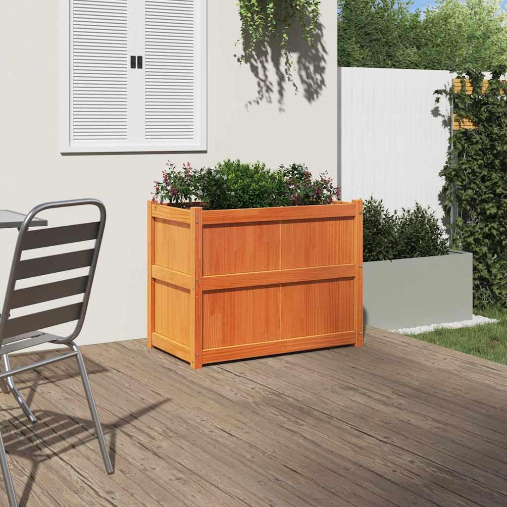 Générique Jardiniere Drewno Sosna Lita 90x50x70 cm Brązowa | Do warzyw Kwiaty Rośliny, Do użytku zewnętrznego Ogród Balkon Patio, Pojemność ogólna