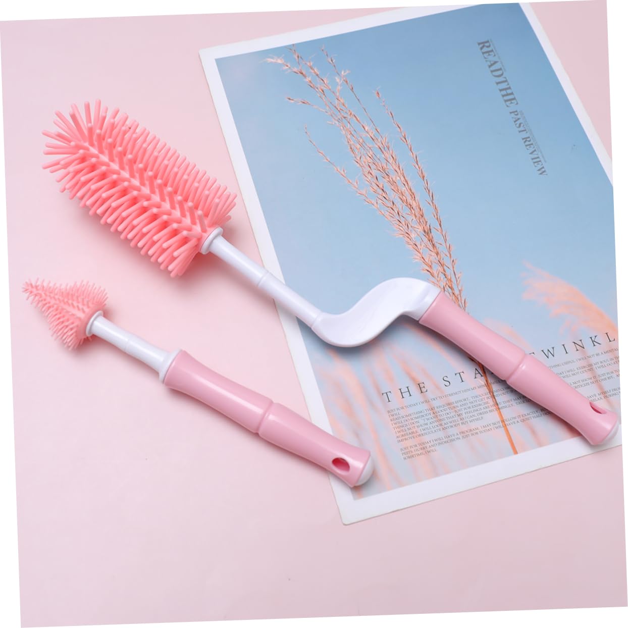 ibasenice 3juegos Cepillos para Limpiar Biberones y Chupetes Set De Accesorios De Limpieza Mango Rotatorio para Hogar Rosa