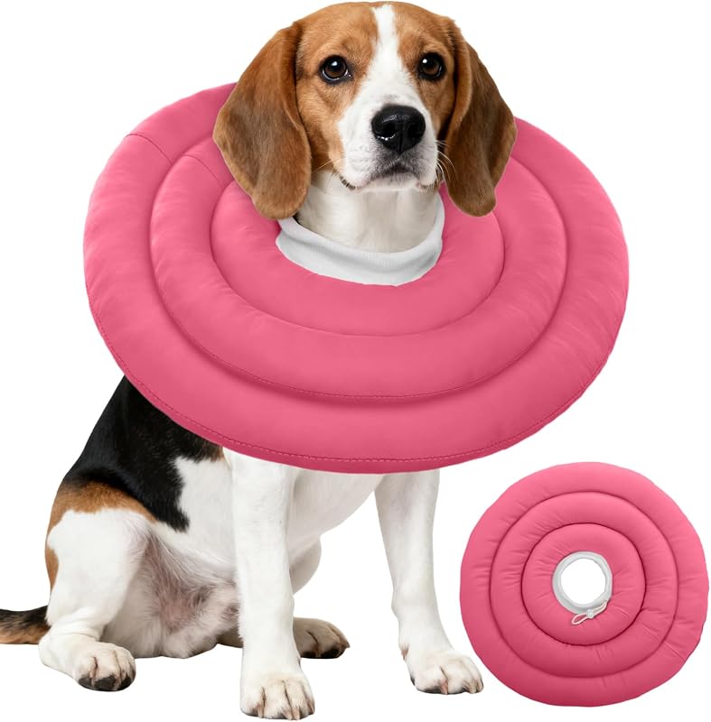 Colar de Recuperação para Cães IDOMIK, Cone Macio e Impermeável C48-dog recovery cone 2rings R red XL