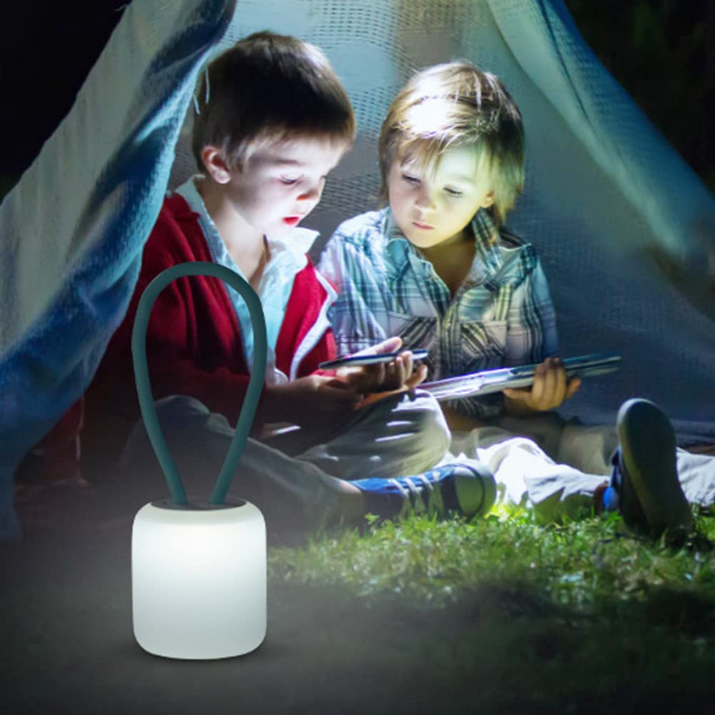 WOLONG Luz linterna portátil LED Lámpara noche regulable Luz lectura carga USB Linterna portátil con soporte para teléfono celular Lámpara noche silicona Lámpara camping para
