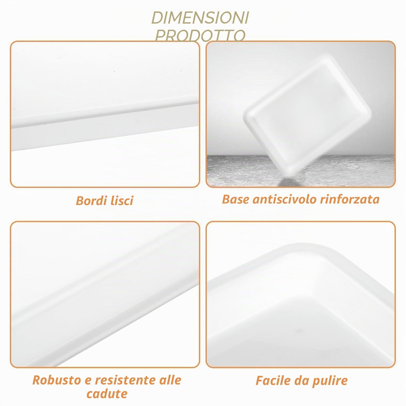 MIVIDE 15 vassoi sintetici in plastica bianca, vassoio rettangolare 34,5 x 25,3 x 3,2 cm, riutilizzabili in plastica, grande per bar, feste, cucine, bianco